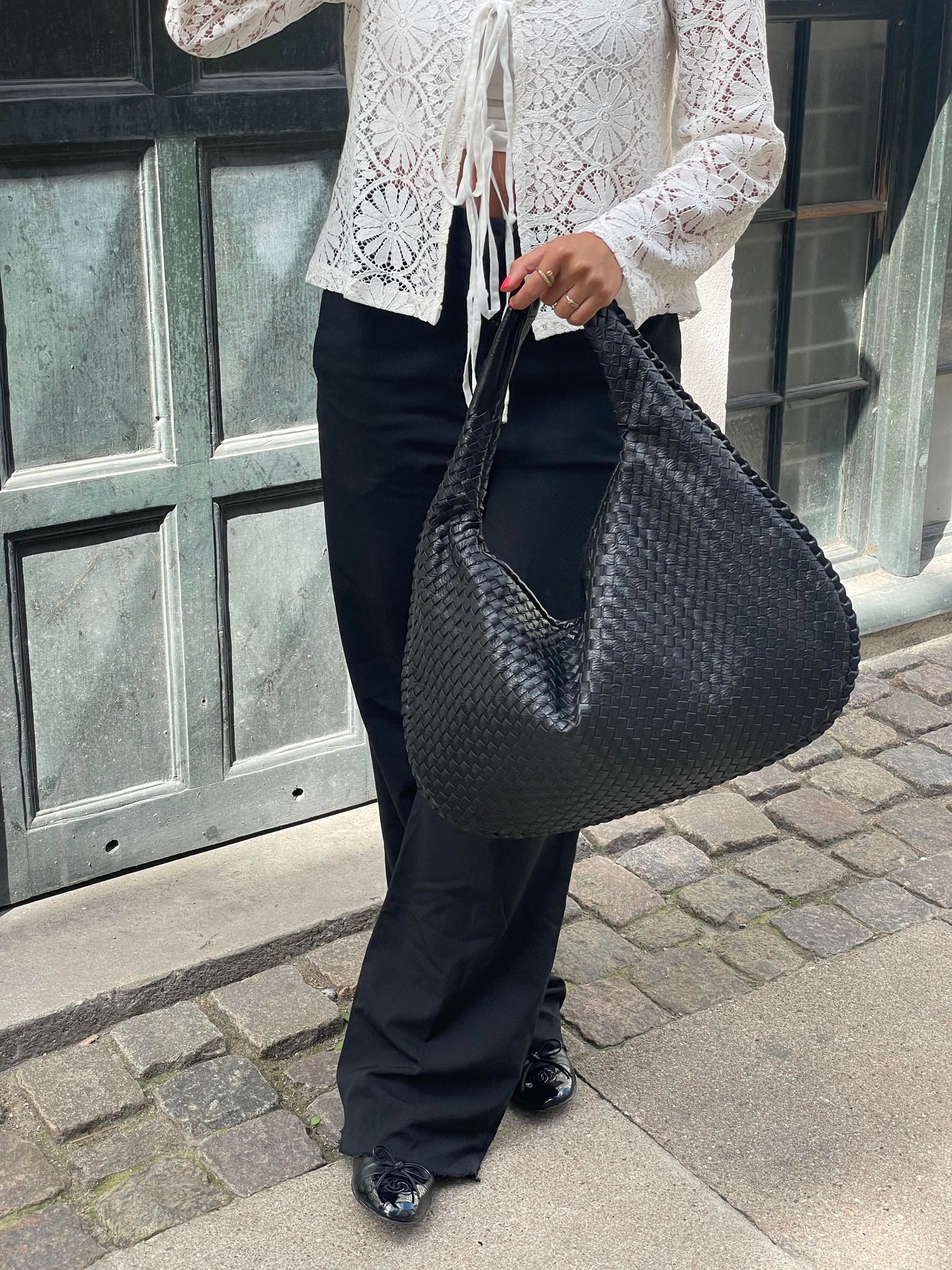 Evelina Women's Woven Vegan Leather Tote Bag – Spacious Zip-Top Everyday Handbag