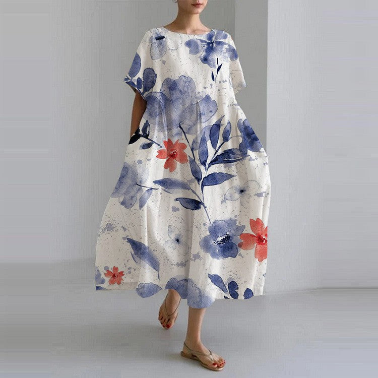 Sareno Women’s Floral Midi Dress – Lightweight Summer Dress with Flowy Elegant Fit