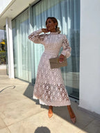 Christine Refined Women's Dress – Lace Dress with Full-Length Sleeves for a Chic Night Out