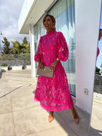 Christine Refined Women's Dress – Lace Dress with Full-Length Sleeves for a Chic Night Out