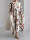 Juliette Women's Floral Midi Dress – Lightweight Round Neck Casual Summer Dress