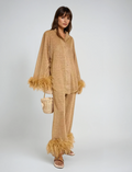 Ensemble Femme Laila – Ensemble Deux Pièces Élégant avec Col à Plumes & Coupe Ample