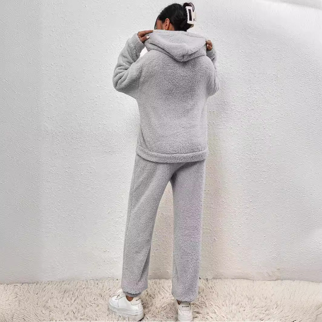 Adam Women's Set – Gentle Fleece Loungewear with Cozy Hoodie & Jogger