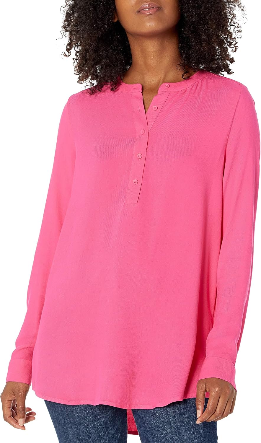Marceline Women's Printed Long Sleeve Popover Blouse in Lightweight Viscose Relaxed Fit