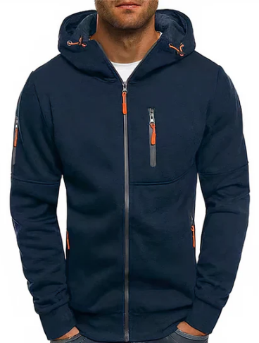Ealdred Men’s Zip Hoodie – Comfortable Cotton Blend Sweatshirt with Adjustable Hood