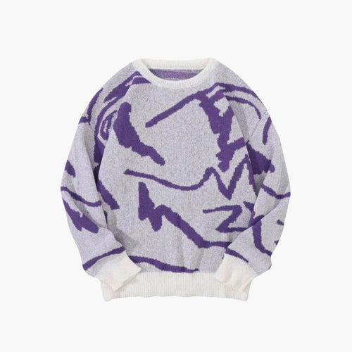 Carl Men’s Knit Jumper – Modern Abstract Sweater with Soft Warm Ribbed Fit