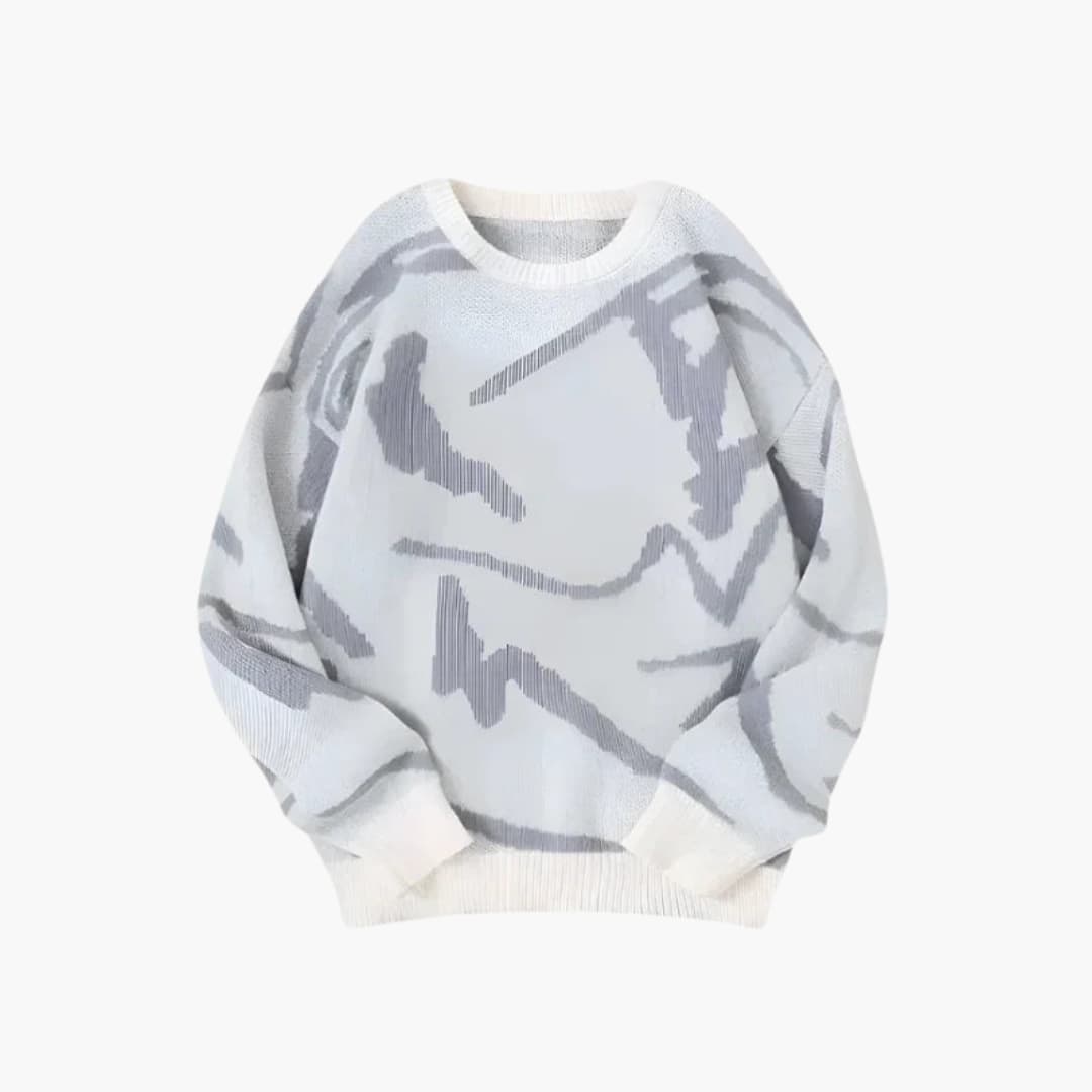 Carl Men’s Knit Jumper – Modern Abstract Sweater with Soft Warm Ribbed Fit