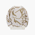Laura Men's Knit Sweater – Abstract-Print Pullover with Ribbed Hem and Cuffs for Fall/Winter