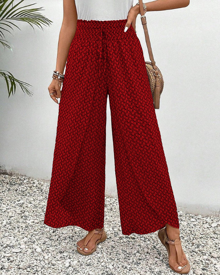 Brielle Women's High-Waisted Wide Leg Pants – Printed Flowy Trousers with Relaxed Fit & Lightweight Comfort