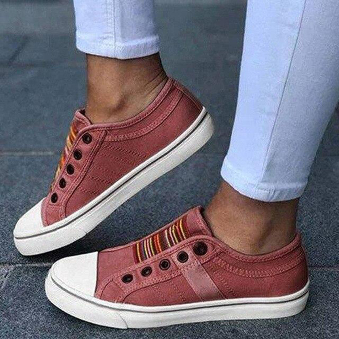 Nerissa Women’s Slip-On Sneakers – Comfortable Striped Casual Shoes with Cushioned Sole