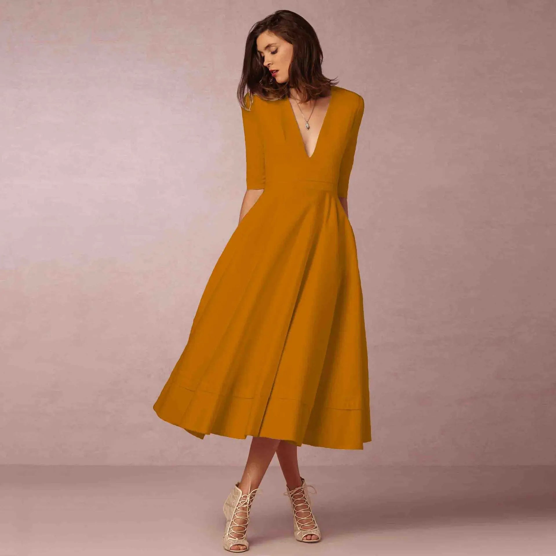 Ivy Women’s Midi Dress – Elegant Cotton Dress with Flattering Waist Fit
