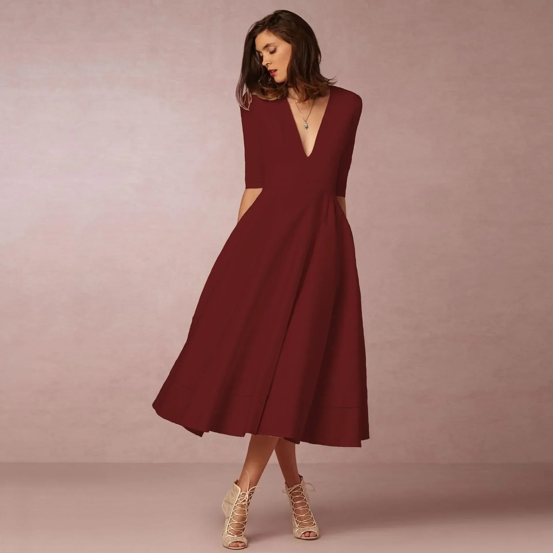 Ivy Women’s Midi Dress – Elegant Cotton Dress with Flattering Waist Fit