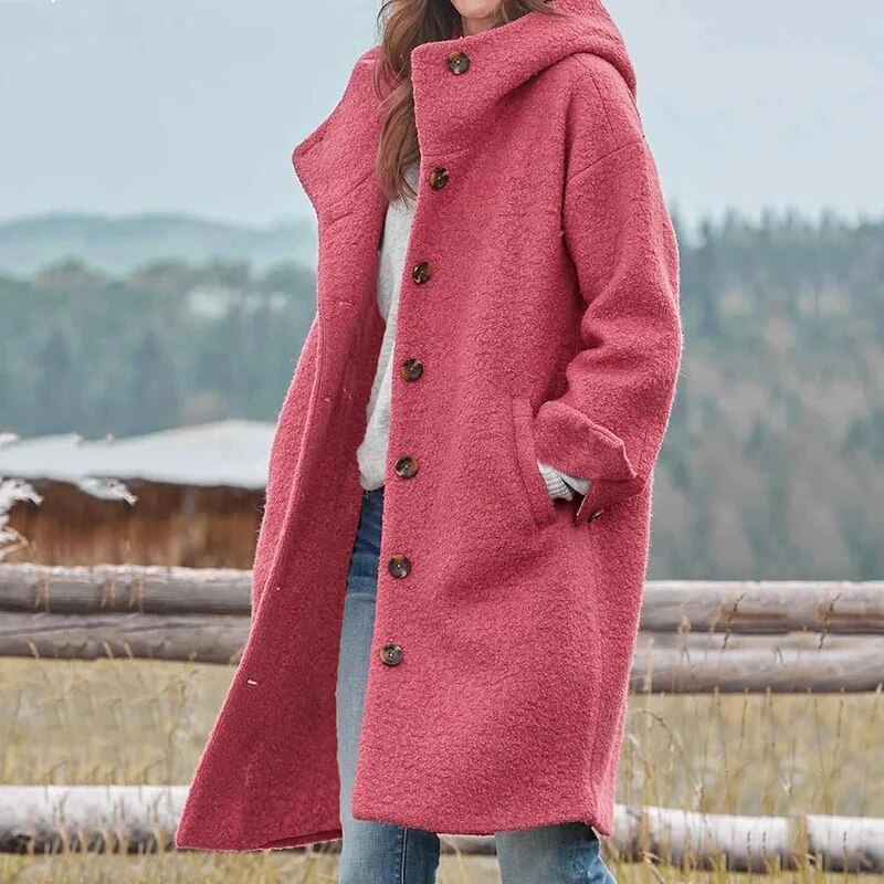 Veda Women's Hooded Winter Coat – Warm Insulated Jacket with Elegant Feminine Fit & Wind-Resistant Design