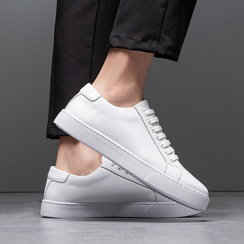 Felix Men's Leather Sneakers – Sleek Genuine Leather Sneakers with a Cushioned Sole and Timeless Design