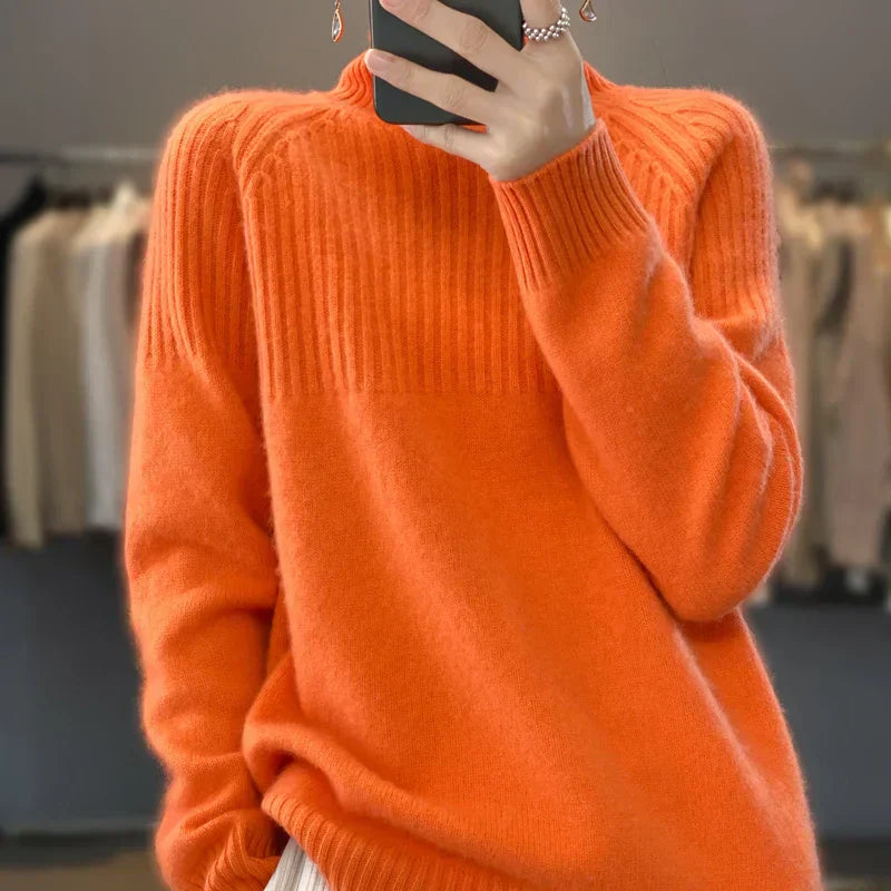 Luan Women’s Turtleneck Jumper – Soft Knit Winter Sweater with Relaxed Fit