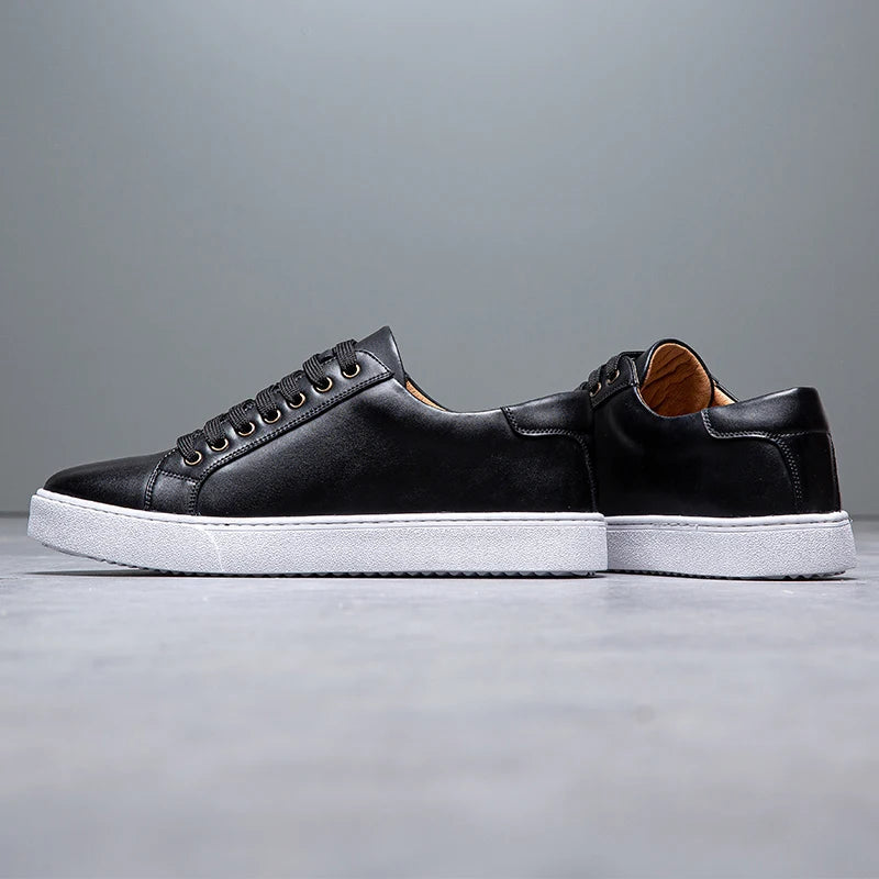 Felix Men's Leather Sneakers – Sleek Genuine Leather Sneakers with a Cushioned Sole and Timeless Design