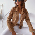 Marigold Veste Biker Suédine Femme – Camel, Cintrée et Élégante pour un Look Tendance