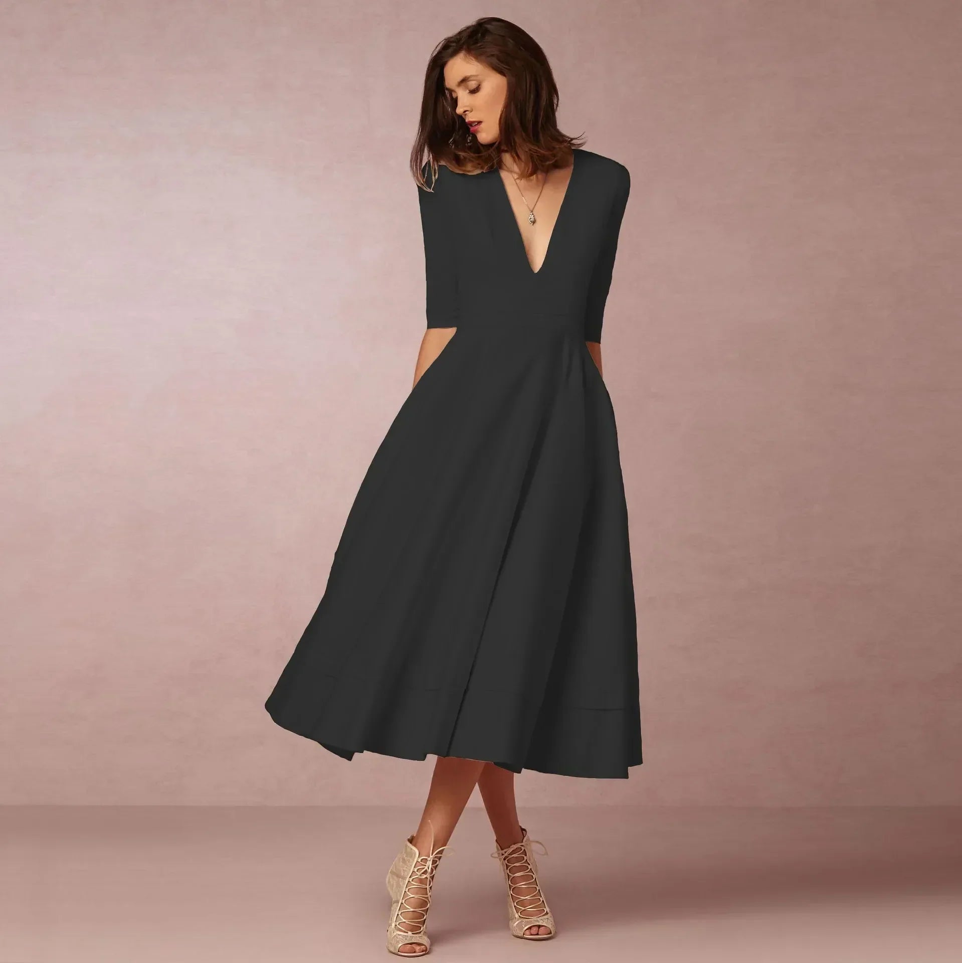 Ivy Women’s Midi Dress – Elegant Cotton Dress with Flattering Waist Fit