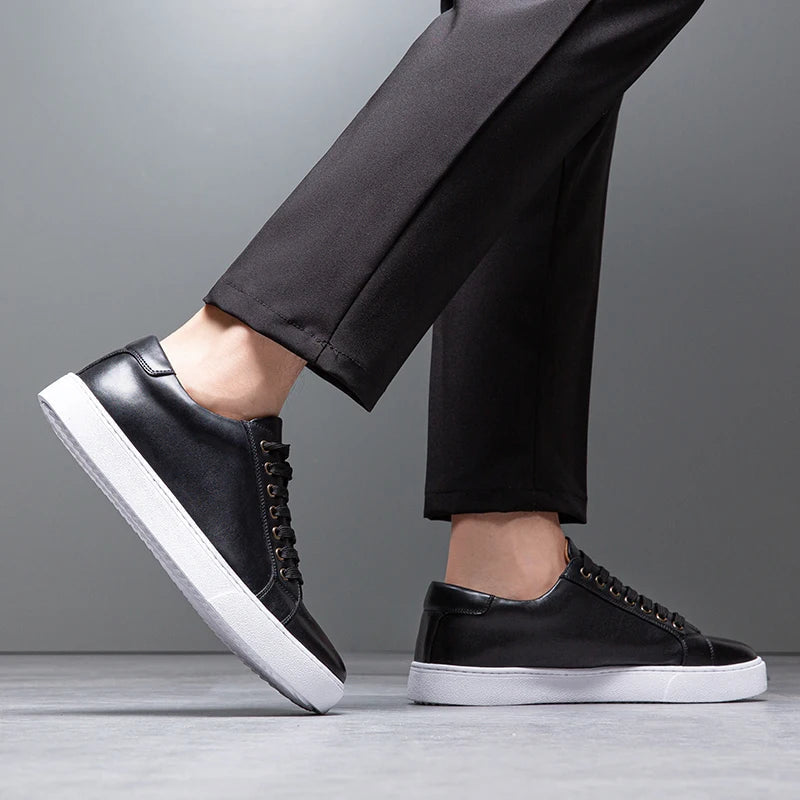 Felix Men's Leather Sneakers – Sleek Genuine Leather Sneakers with a Cushioned Sole and Timeless Design