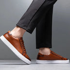 Felix Men's Leather Sneakers – Sleek Genuine Leather Sneakers with a Cushioned Sole and Timeless Design
