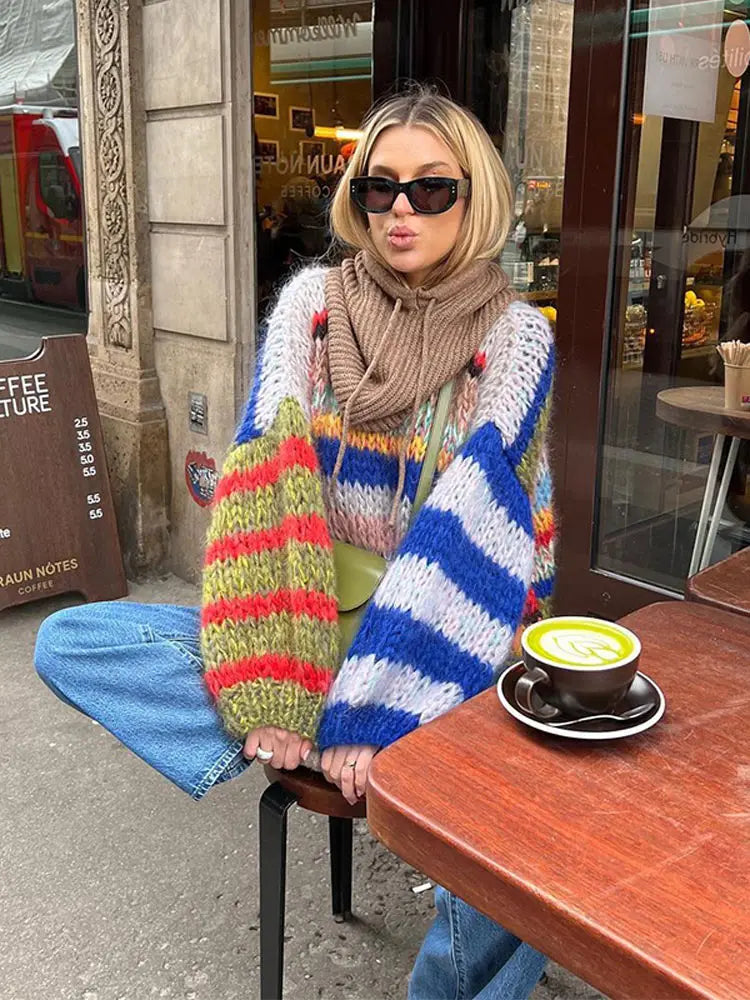 Diane Multicolor Mohair Sweater – Bold Style & Snug Comfort for Women