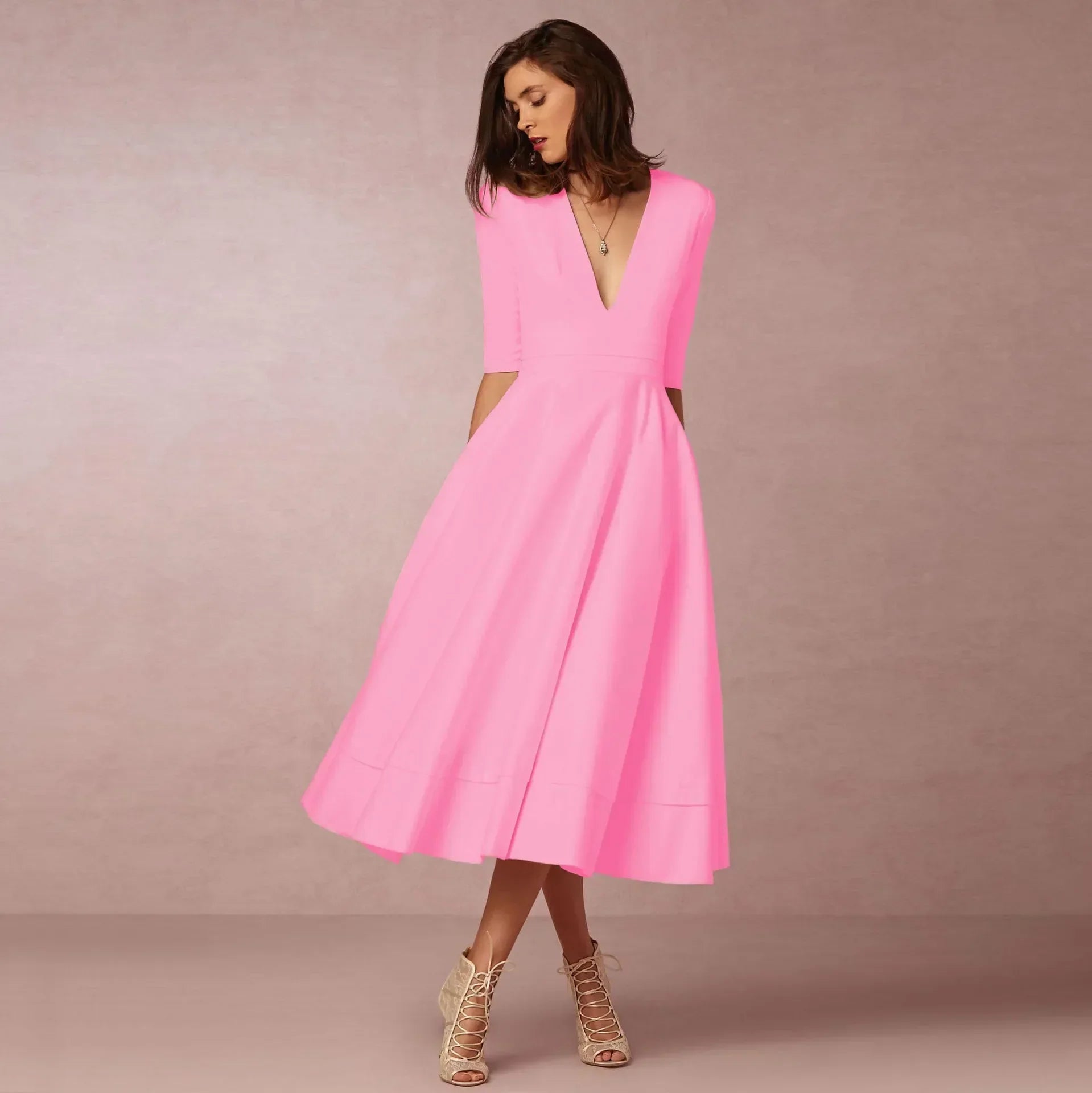 Ivy Women’s Midi Dress – Elegant Cotton Dress with Flattering Waist Fit
