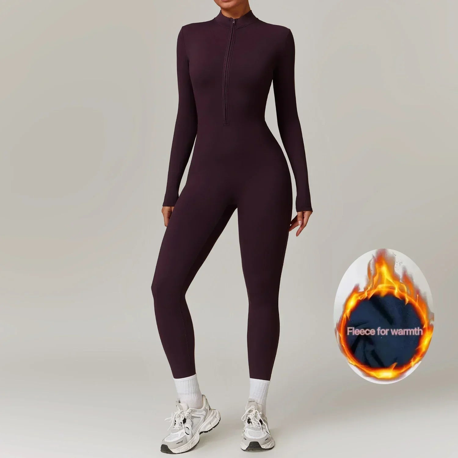 Coralie Women's Fleece Winter Jumpsuit – Stretch One-Piece with Adjustable Collar