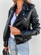 Blythe Women's Genuine Leather Jacket – Elegant Tailored Moto Jacket with Timeless Modern Style