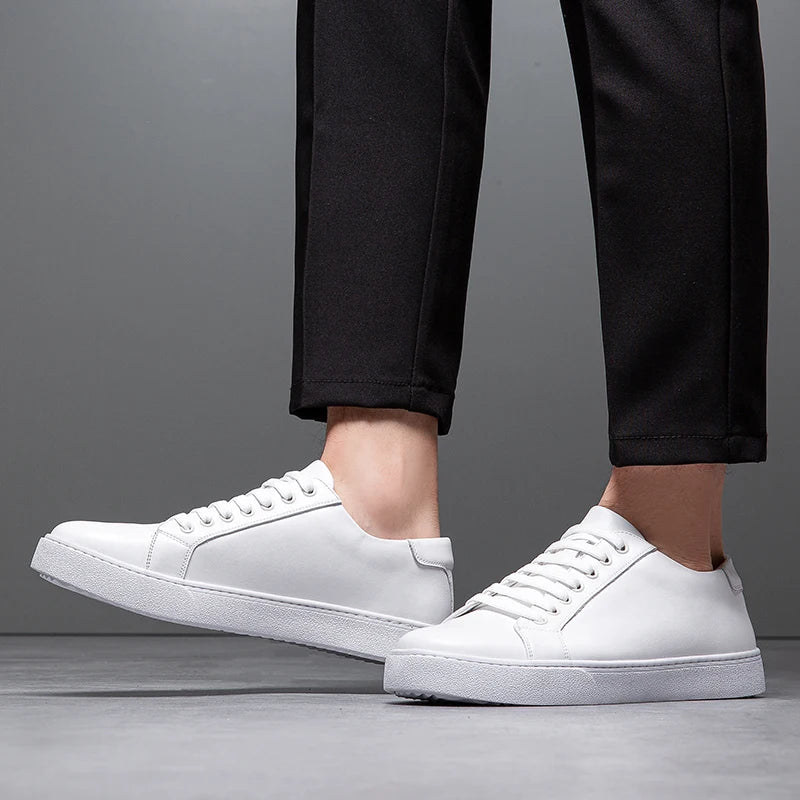 Felix Men's Leather Sneakers – Sleek Genuine Leather Sneakers with a Cushioned Sole and Timeless Design
