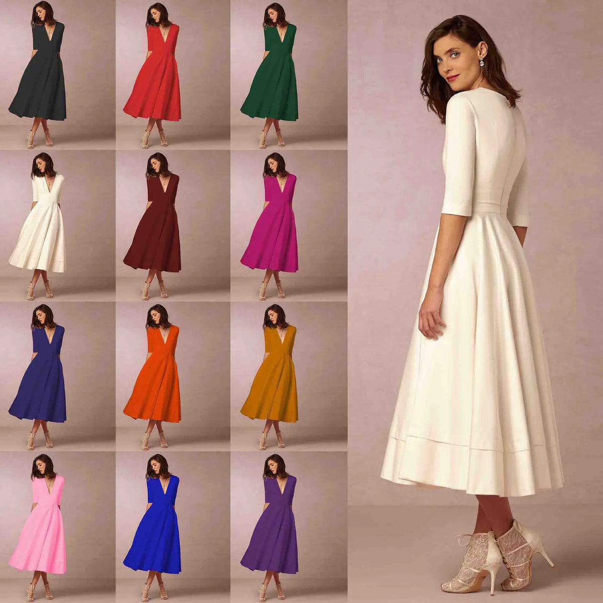 Stanley Women's Midi Dress – Fitted Cotton Dress with an Refined Cut