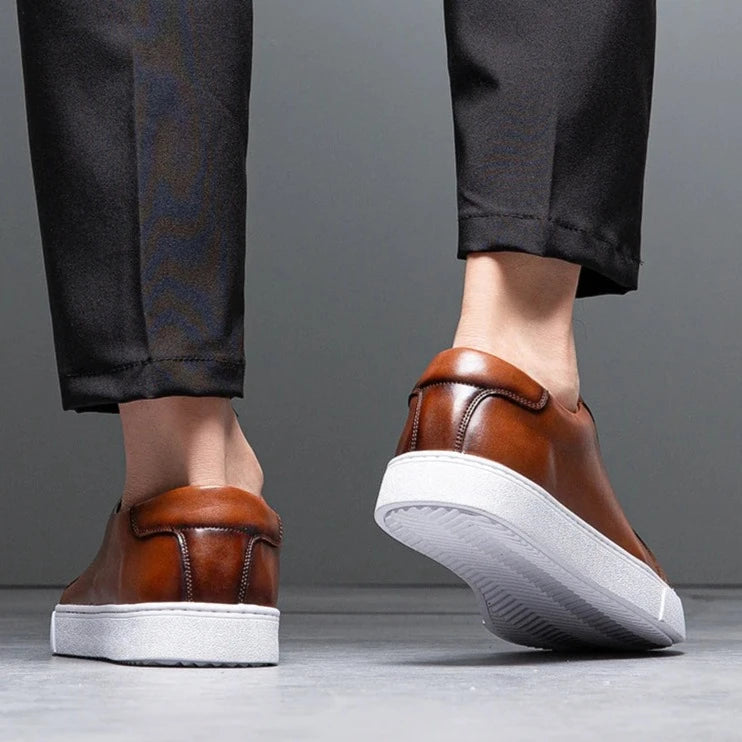 Felix Men's Leather Sneakers – Sleek Genuine Leather Sneakers with a Cushioned Sole and Timeless Design