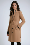Katherine Women's Trench Coat – Winter Coat with Tall Collar & Sleek Tailored Fit