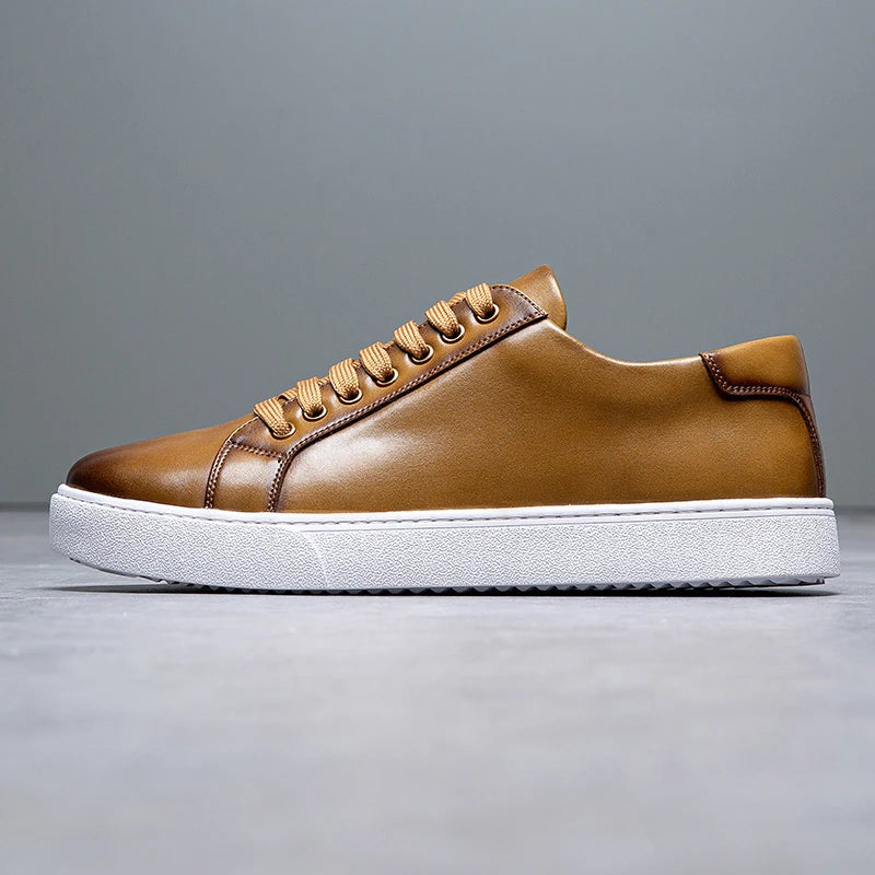 Felix Men's Leather Sneakers – Sleek Genuine Leather Sneakers with a Cushioned Sole and Timeless Design