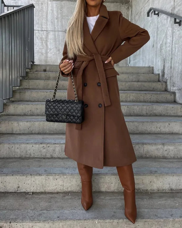 Joseph Women's Long Coat – Sophisticated Winter Trench with Belt & Insulating Lining