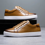 Felix Men's Leather Sneakers – Sleek Genuine Leather Sneakers with a Cushioned Sole and Timeless Design
