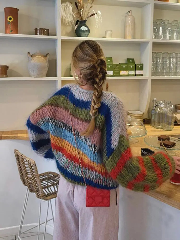 Diane Multicolor Mohair Sweater – Bold Style & Snug Comfort for Women