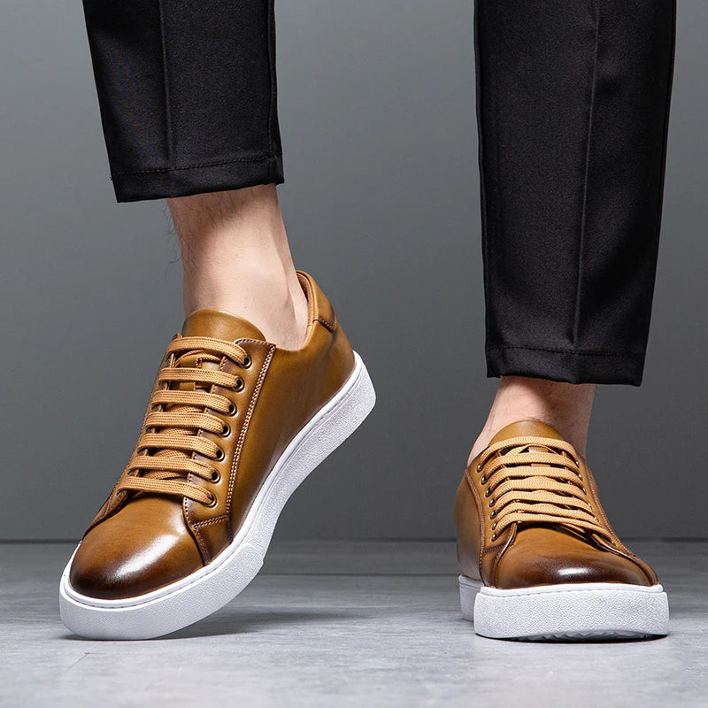 Felix Men's Leather Sneakers – Sleek Genuine Leather Sneakers with a Cushioned Sole and Timeless Design