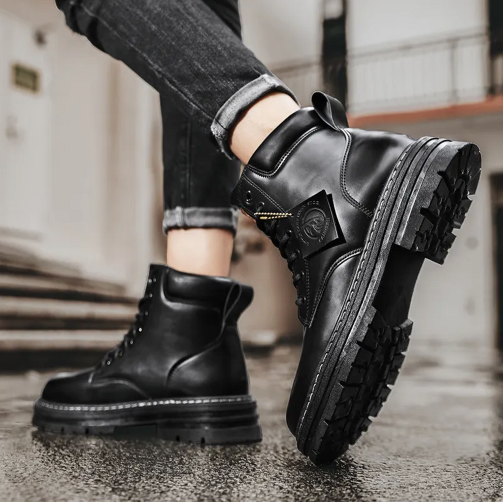 Peter Men's Lace-Up Boots – Rugged Leather Shoes with Non-Slip Sole & Premium Comfort