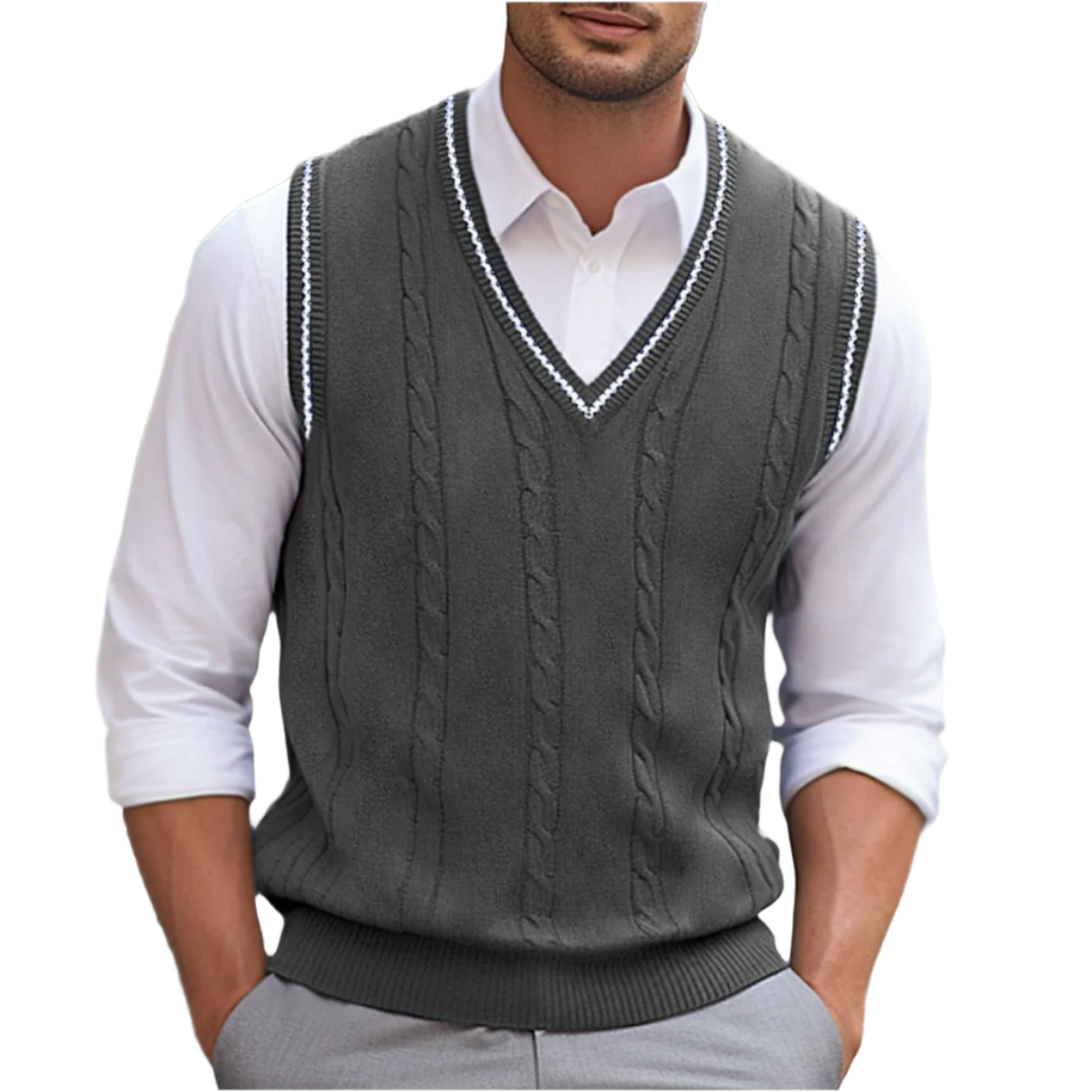 Gabriel Men's V-Neck Sweater Vest – Classic Sleeveless Knit Pullover