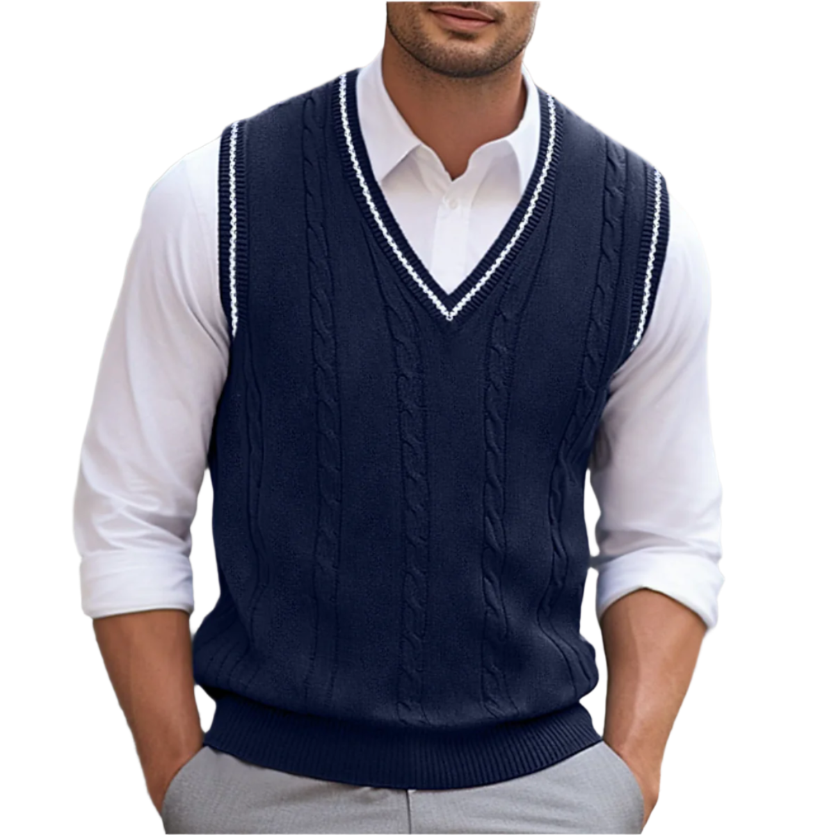 Gabriel Men's V-Neck Sweater Vest – Classic Sleeveless Knit Pullover