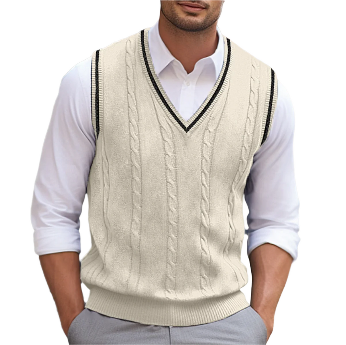 Bertram Men's Sweater – Sophisticated, Cozy Sleeveless V-Neckline, Modern Style