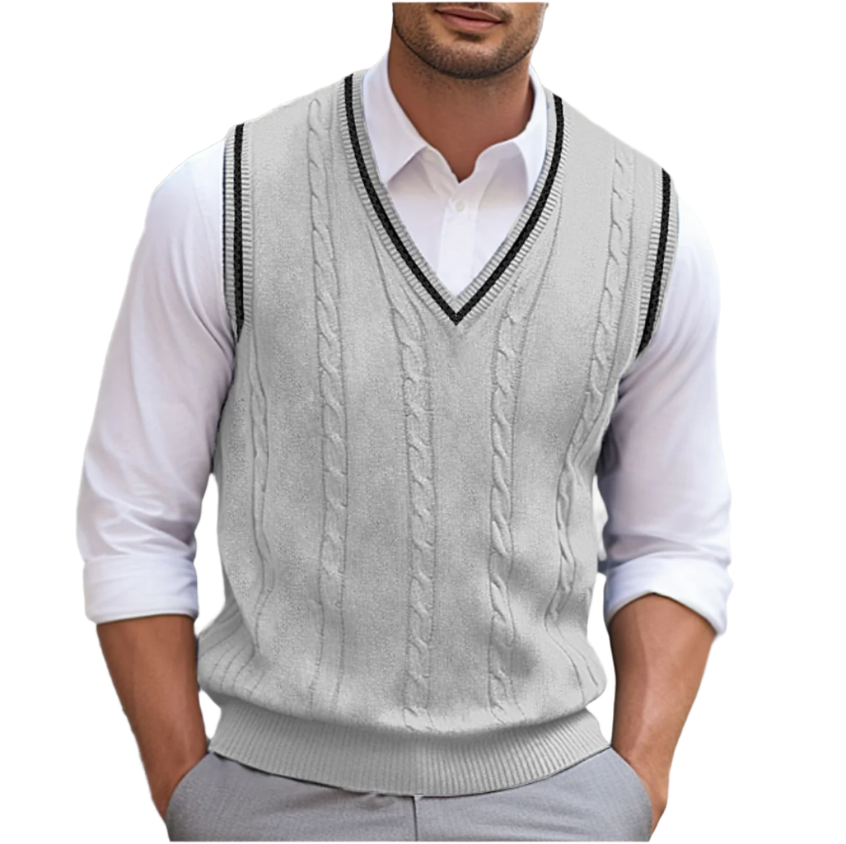 Gabriel Men's V-Neck Sweater Vest – Classic Sleeveless Knit Pullover