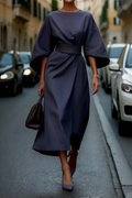 Marina Women's Refined Dress – Feminine Design with Balloon Sleeves and Adjustable Fitted Waist