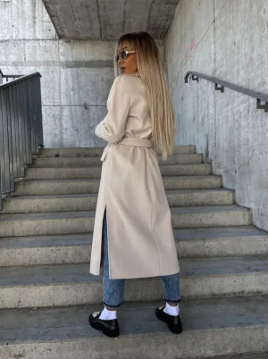 Joseph Women's Long Coat – Sophisticated Winter Trench with Belt & Insulating Lining
