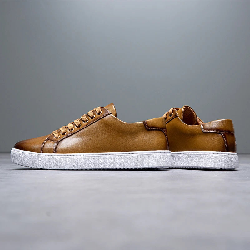 Felix Men's Leather Sneakers – Sleek Genuine Leather Sneakers with a Cushioned Sole and Timeless Design