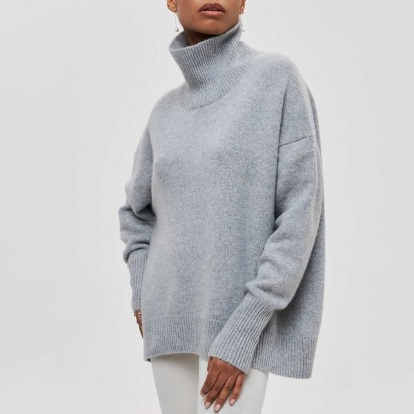 Natalie Women's Winter Knit Sweater – Soft Cozy Pullover with Relaxed Elegant Fit