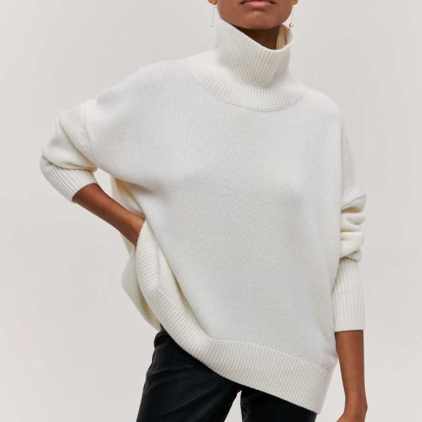Natalie Women's Winter Knit Sweater – Soft Cozy Pullover with Relaxed Elegant Fit
