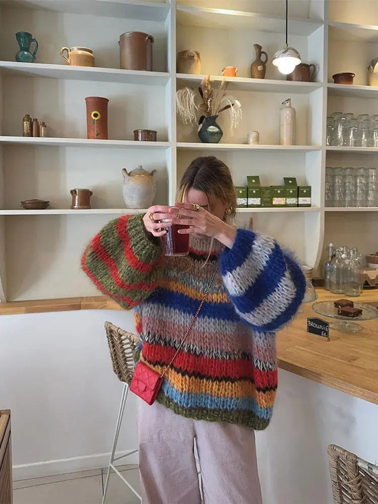 Diane Multicolor Mohair Sweater – Bold Style & Snug Comfort for Women