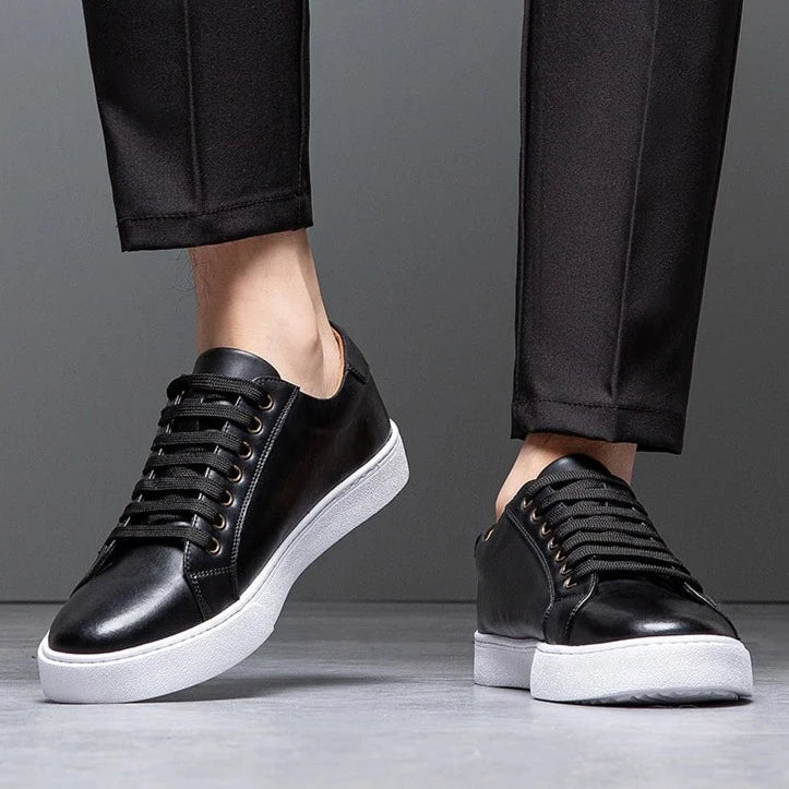 Felix Men's Leather Sneakers – Sleek Genuine Leather Sneakers with a Cushioned Sole and Timeless Design