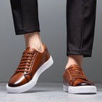 Felix Men's Leather Sneakers – Sleek Genuine Leather Sneakers with a Cushioned Sole and Timeless Design